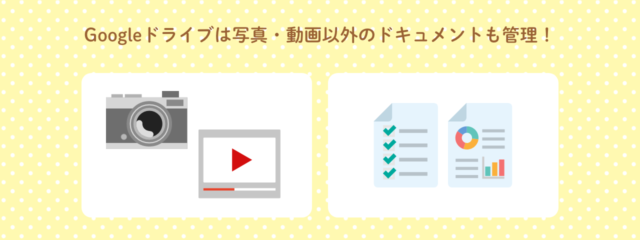 Googleドライブは写真・動画以外のドキュメントも管理！