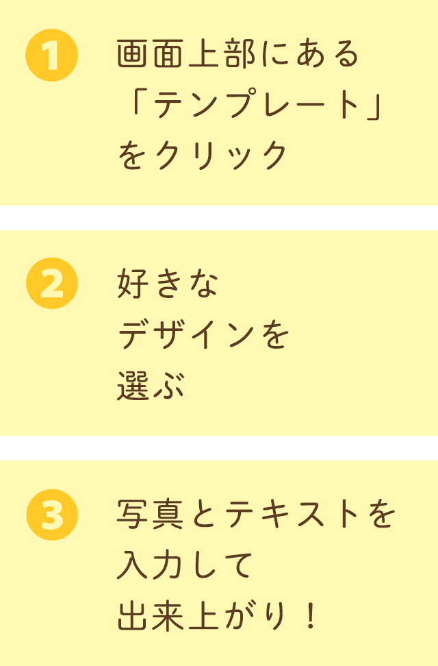 ①ジャケットやシャツの形を選ぶ ②生地の色パターンんを選ぶ ③リボンやボタンなどパーツを配置